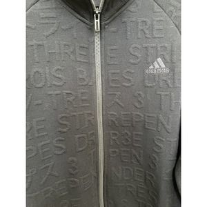 NWOT Adidas Knit Jacket Men's L Long Sleeve Full Zip Spell Out Logo Pocket Black